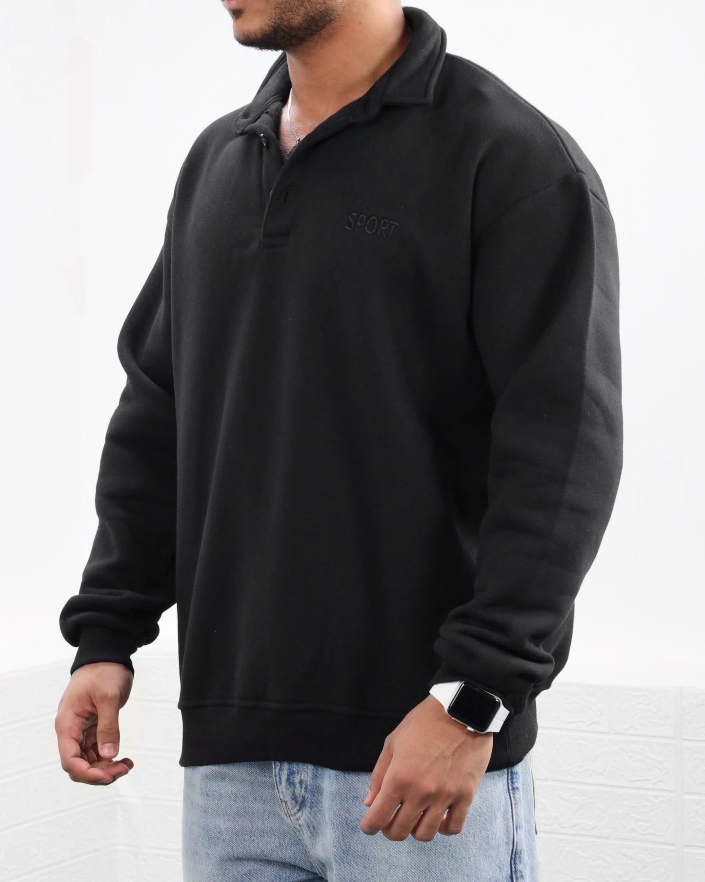 Black Collared polo sweatshirt