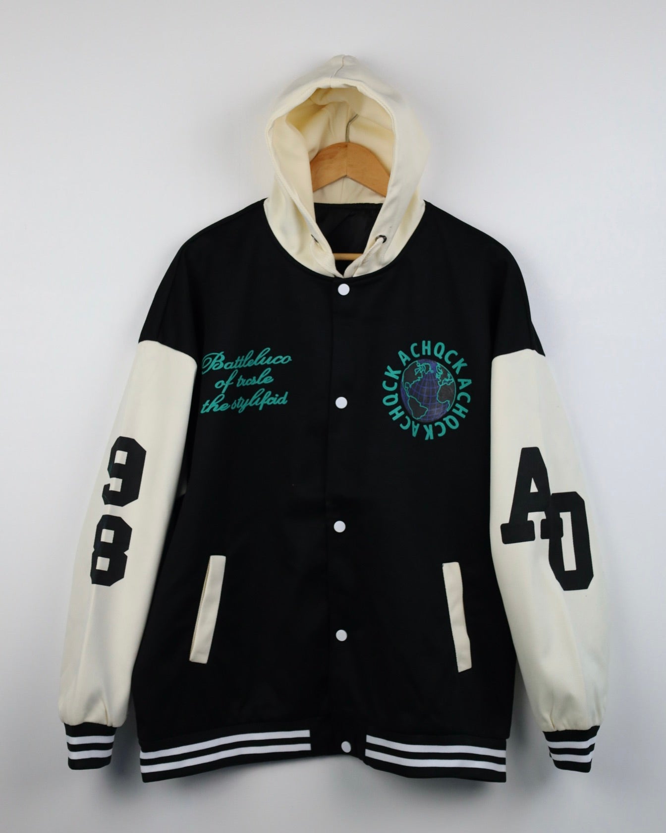 Spring and Autumn Cardigan Hooded Baseball (Black)