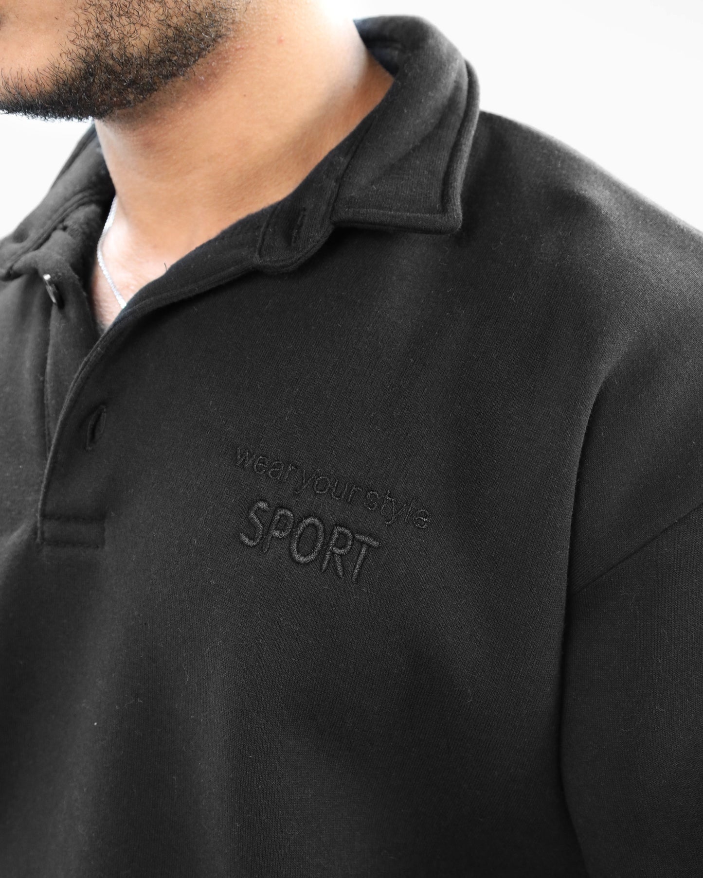 Black Collared polo sweatshirt