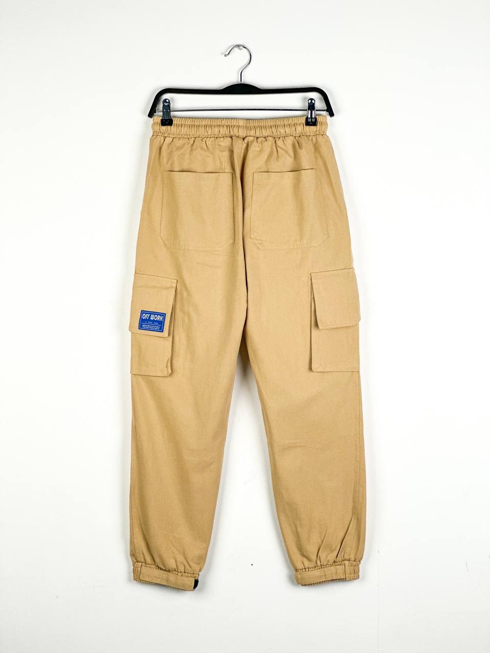 Beige Twill cargo elastic pants (P006)