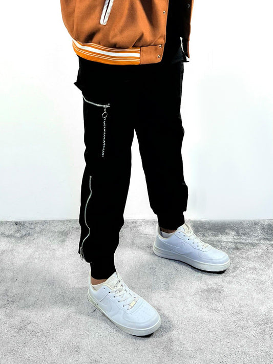 Black Zipper Cargo Sweatpants (SP002)