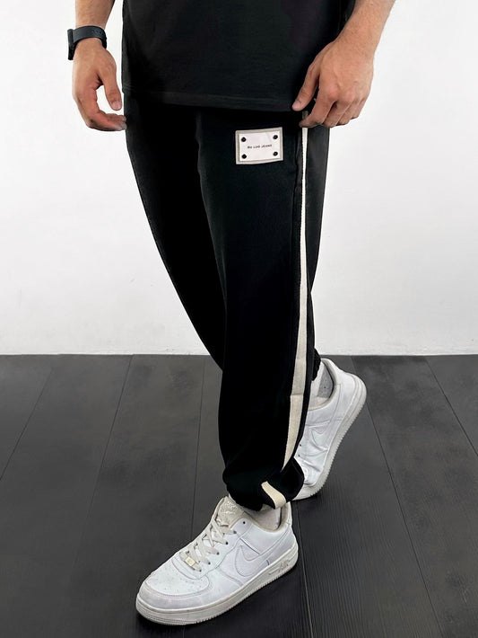 Black sweatpants side stripe (P007)